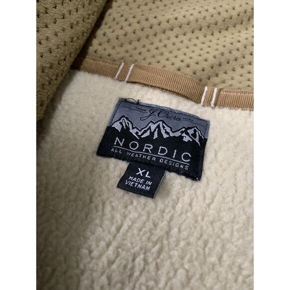 J Crew Jacket Nordic Sherpa Fleece Polartec Hooded Beige Tan Mens Size XL - Picture 3 of 8
